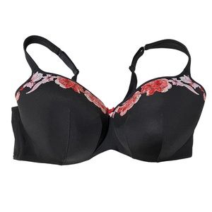 Cacique 44DDD Black Floral Bra